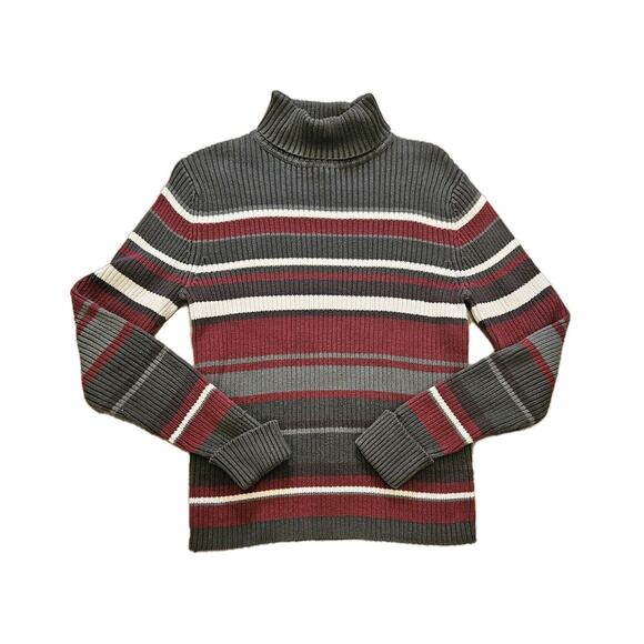 Vtg Sonoma Multicolor Turtleneck Womens L Ribbed Green Red Y2K Cottagecore Boho - Picture 1 of 8